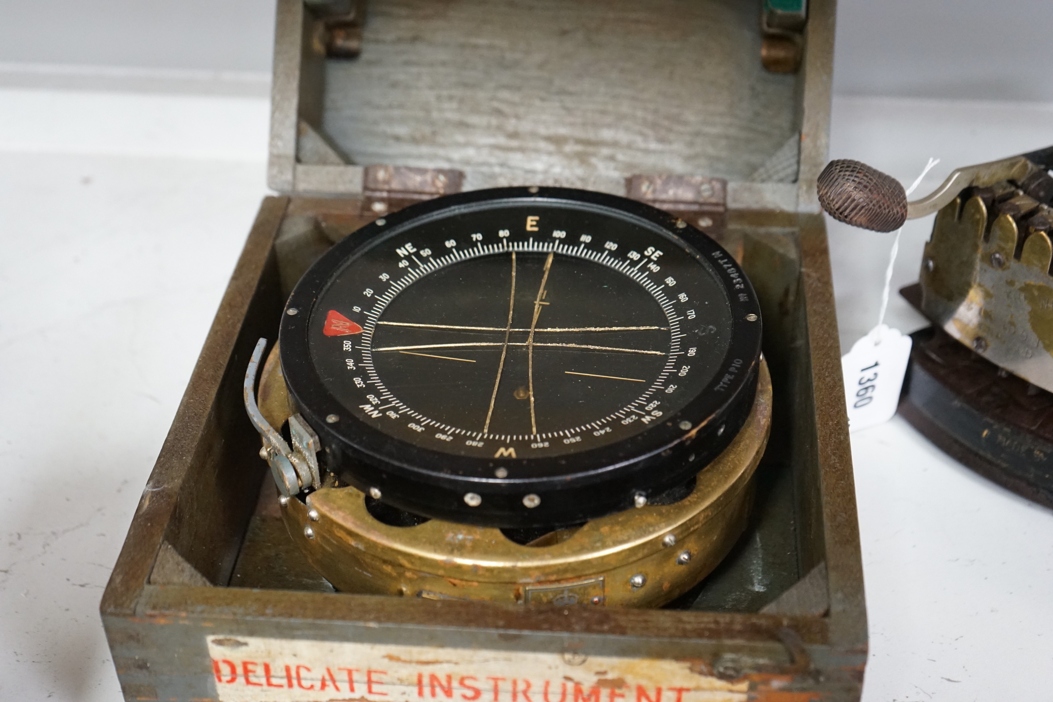 A Type P10 ship's compass, together with a Williams cheque punch